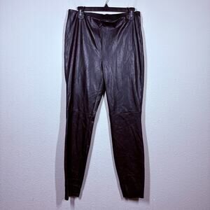Cambio Sport Womens Size 12 Faux Leather Pants Black Shiny Pull On Skinny